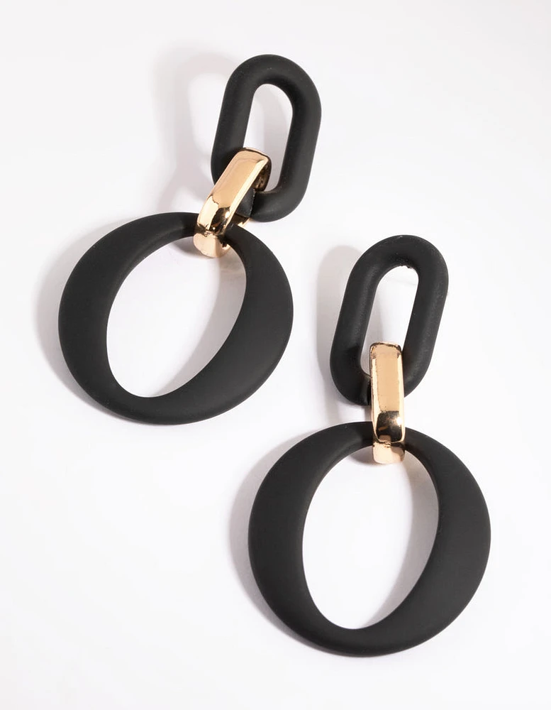 Black Link Drop Earrings