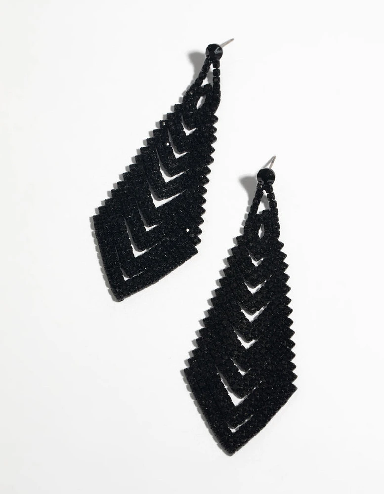 Matte Black Diamante Earrings