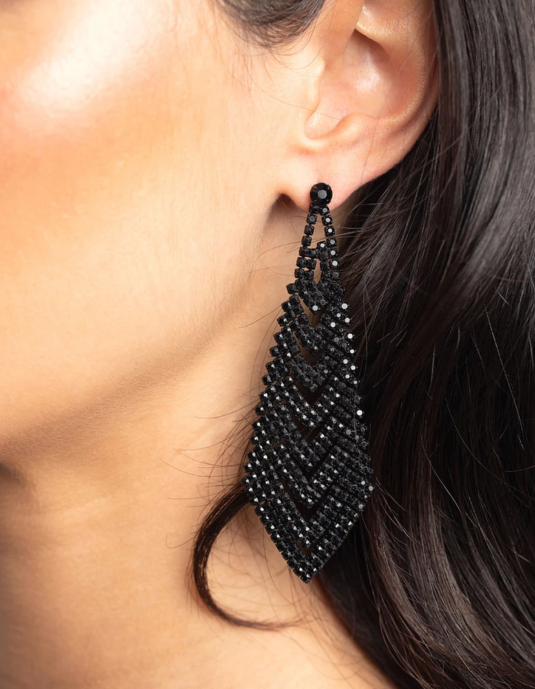 Matte Black Diamante Earrings