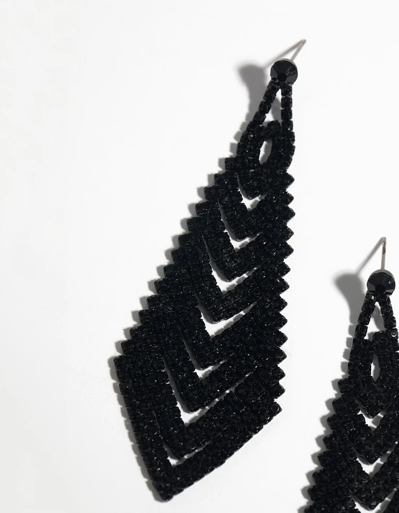 Matte Black Diamante Earrings