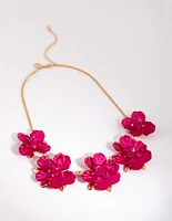 Fuchsia Pearlised Flower Necklace