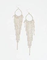 Silver Diamante Fringe Drop Earrings