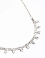 Silver Cubic Zirconia Droplet Necklace