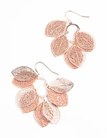 Rose Gold Glitter Leaf Drop Earrings