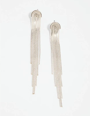 Silver Waterfall Diamante Drop Earrings