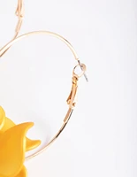 Matte Yellow Flower Hoop Earrings