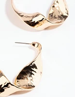 Gold Twisted Drop Earrings