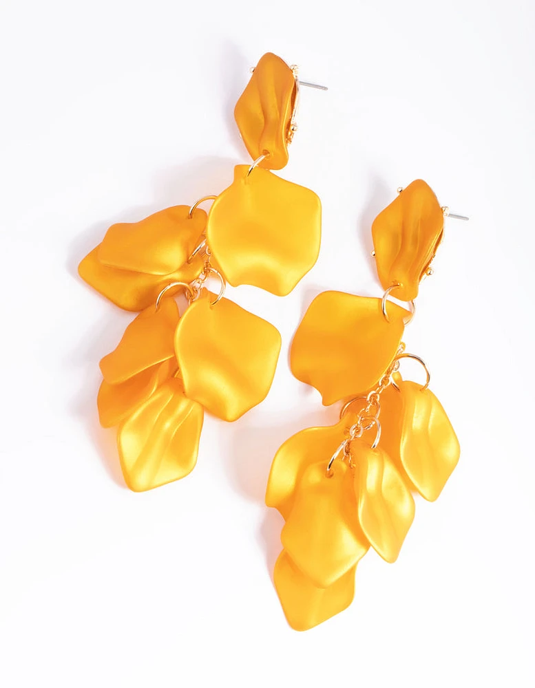 Matte Yellow Petal Drop Earrings