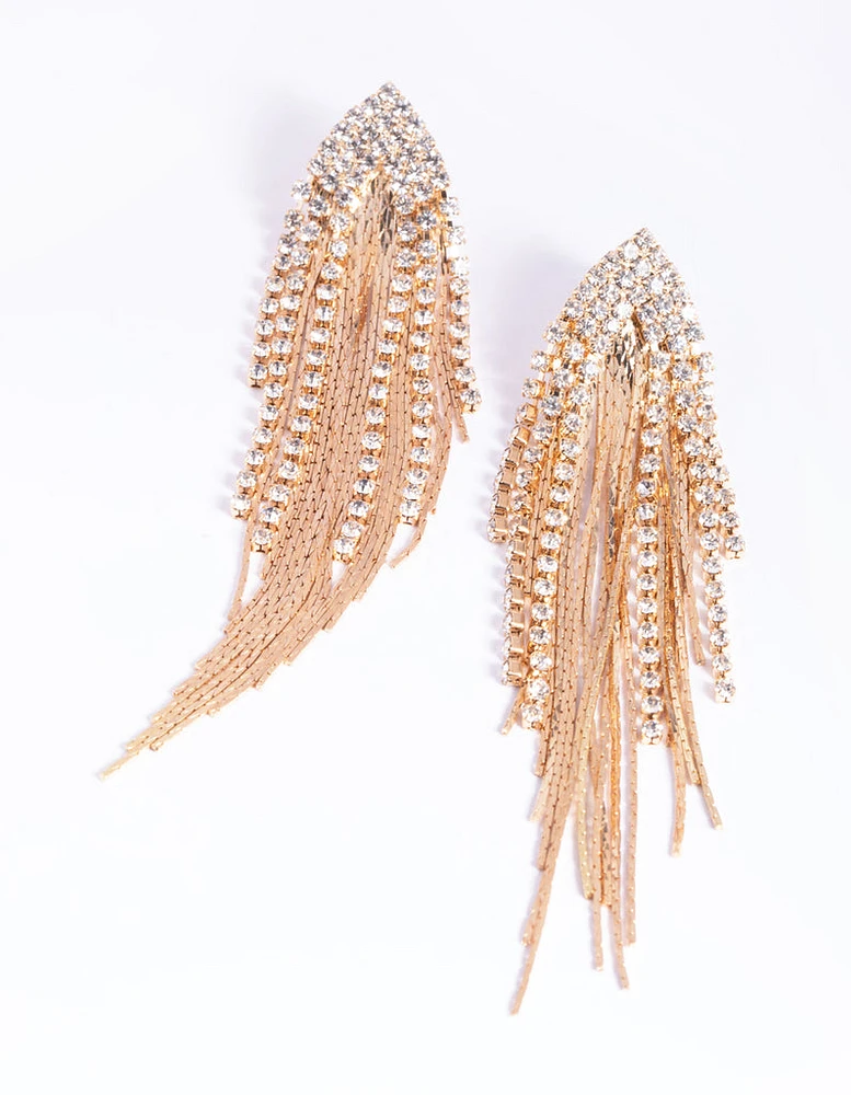 Gold Flat Chain Drop Earrings