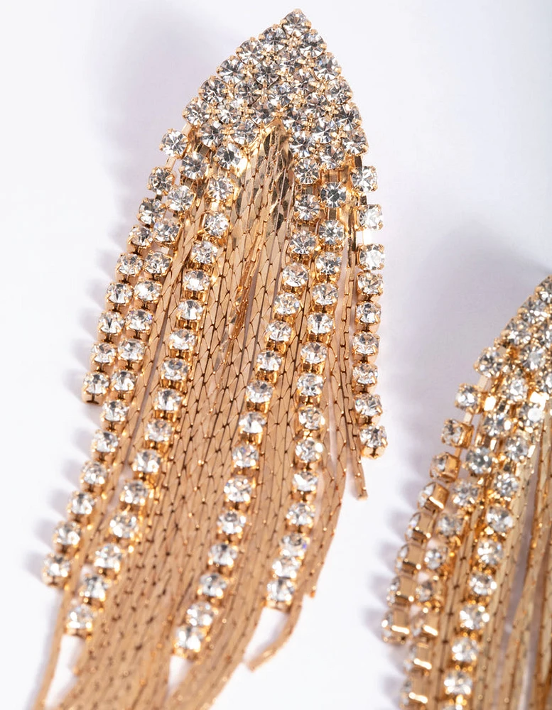 Gold Flat Chain Drop Earrings