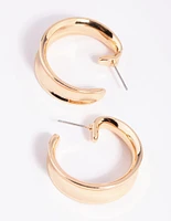 Worn Gold Curved Hoop Earrings