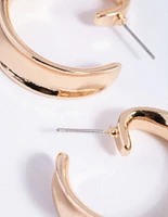 Worn Gold Curved Hoop Earrings