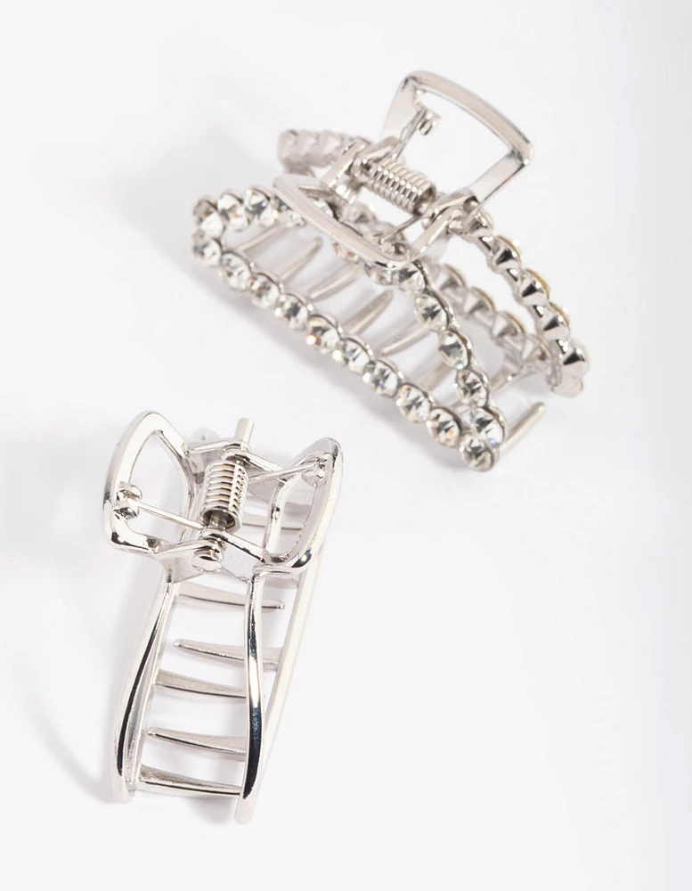 Rhodium Diamante Claw Set