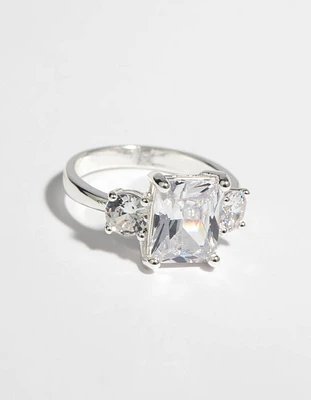 Silver Cubic Zirconia Engagement Ring