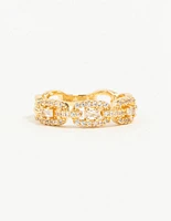 Gold Plated Cubic Zirconia Chain Ring