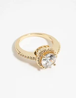 Gold Cubic Zirconia Solitaire Ring