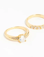 Gold Plated Cubic Zirconia Engaement Ring Set