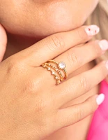 Gold Plated Cubic Zirconia Engaement Ring Stack