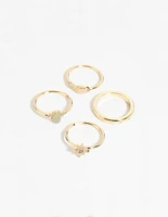 Gold Plated Semi-Precious Stone Ring Pack