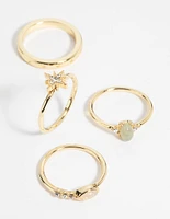 Gold Plated Semi-Precious Stone Ring Pack