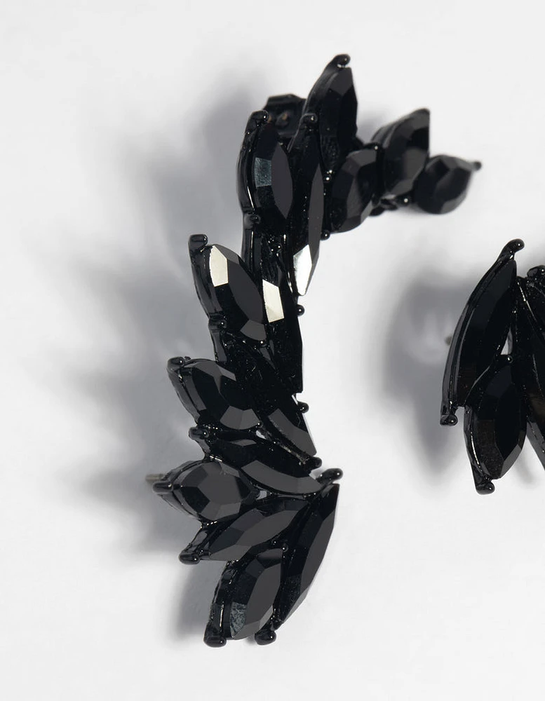 Matte Black Marquise Cuff Earrings