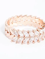 Rose Gold Plated Cubic Zirconia Navette Ring