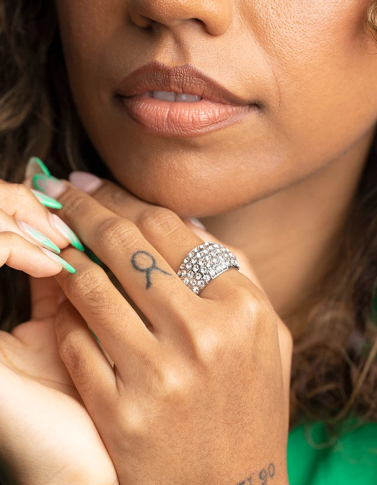 Silver Diamante Dome Ring