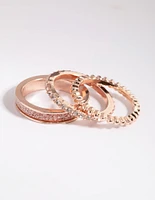 Rose Gold Glitter Ring Stack Pack