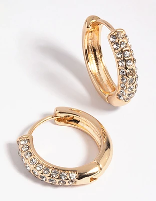 Gold Diamante Huggie Hoop Earrings