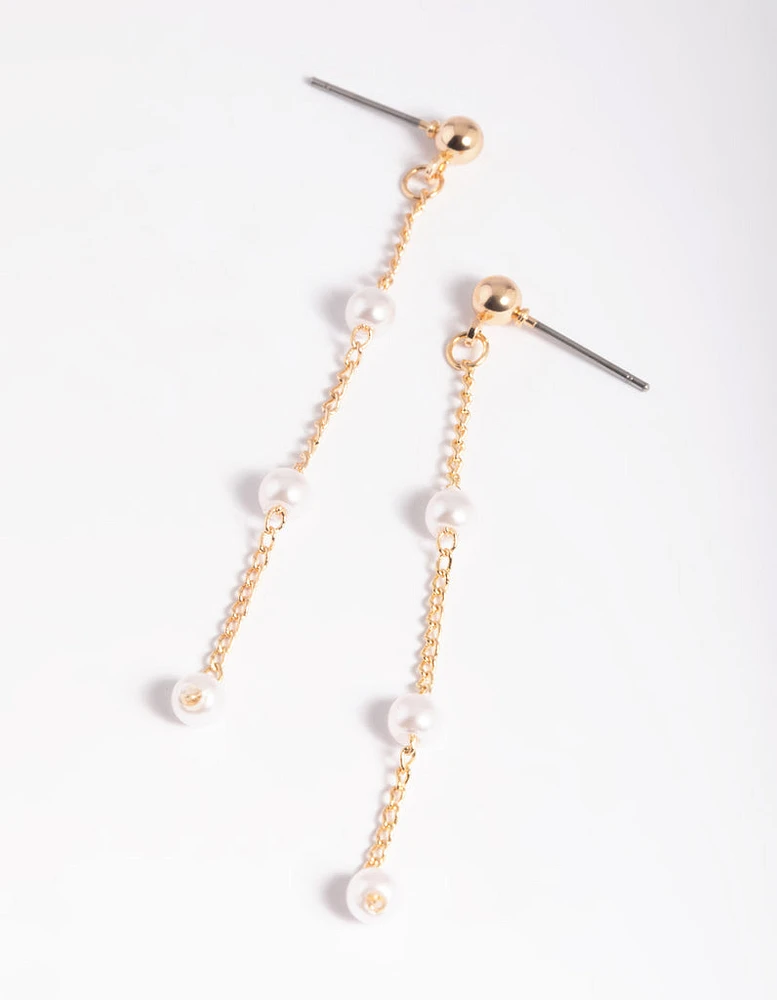 Gold Pearl Drop Earrings