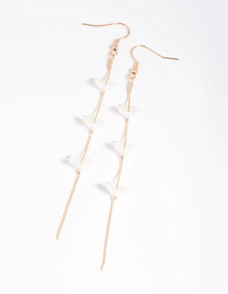 White Flower Drop Earrings