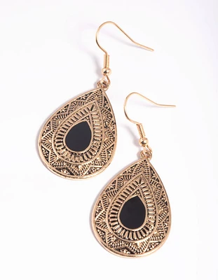 Black Teardrop Earrings