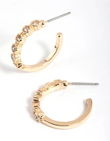 Gold Diamante Huggie Hoop Earrings