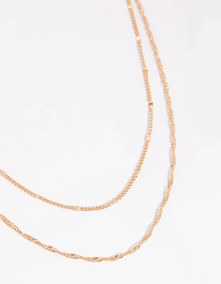 Gold Twisted Layered Necklace