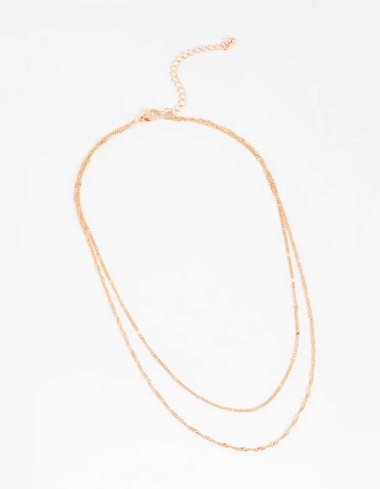 Gold Twisted Layered Necklace