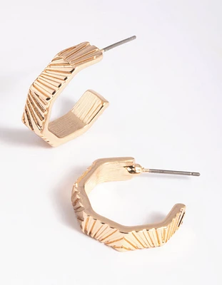 Gold Text Hoop Earrings