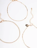 Gold Diamante Anklet 4-Pack