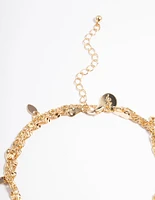 Gold Twisted Leaves Anklet Set