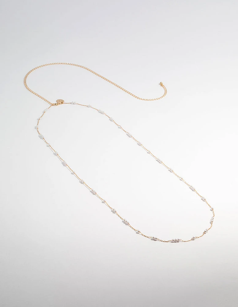 Gold Dainty Pearl Waist Chain