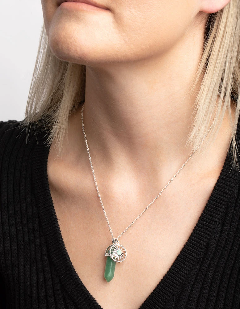 Green Fluorite Shard Disc Necklace