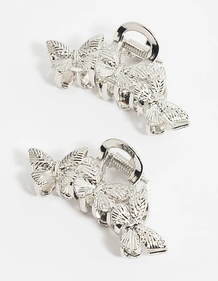 Rhodium Butterfly Claw Set