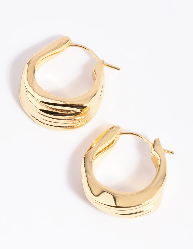 Gold Plated Molten Hoop Earrings