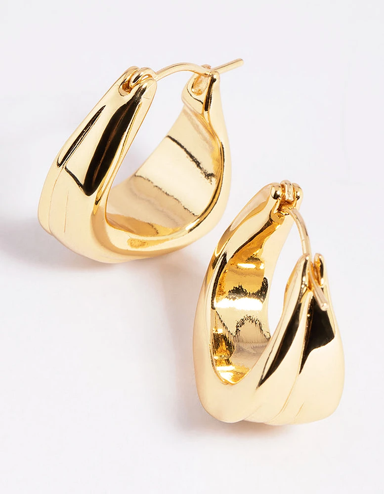 Gold Plated Molten Hoop Earrings