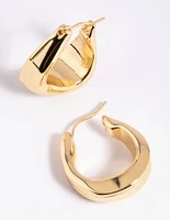 Gold Plated Molten Hoop Earrings