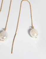 Gold Plated Pearl Thread Through Earrings