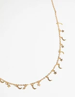 Gold Plated Star & Moon Necklace