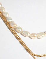 Gold Plated Freshwater Pearl Layered Necklace