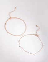 Rose Gold Cubic Zirconia Tennis Anklet