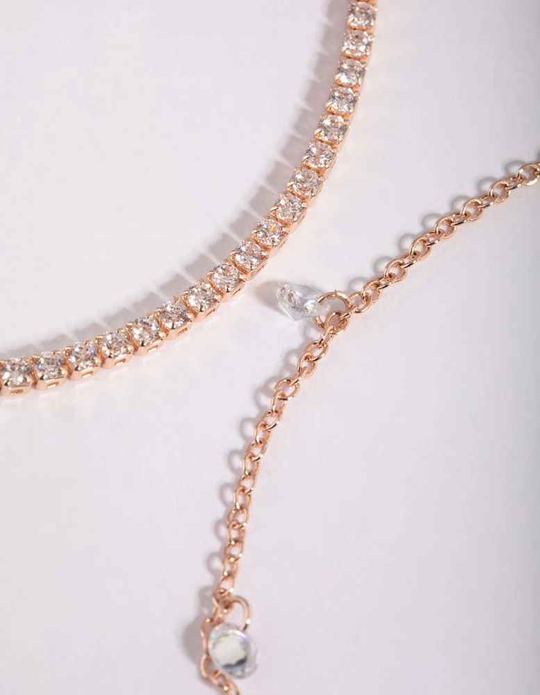 Rose Gold Cubic Zirconia Tennis Anklet