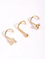 Gold Plated Surgical Steel Flower Nose Studs